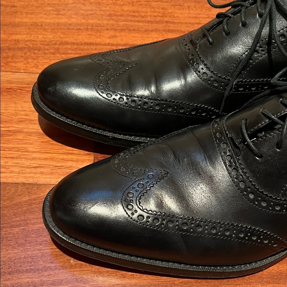 Cole Haan Leather Wing Tip Oxford Black Dress Shoe Size 12 Medium - Picture 10 of 11